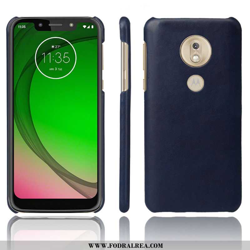 Skal Moto G7 Play Skydd Läder Fodral, Fodral Moto G7 Play Nubuck Retro Orange