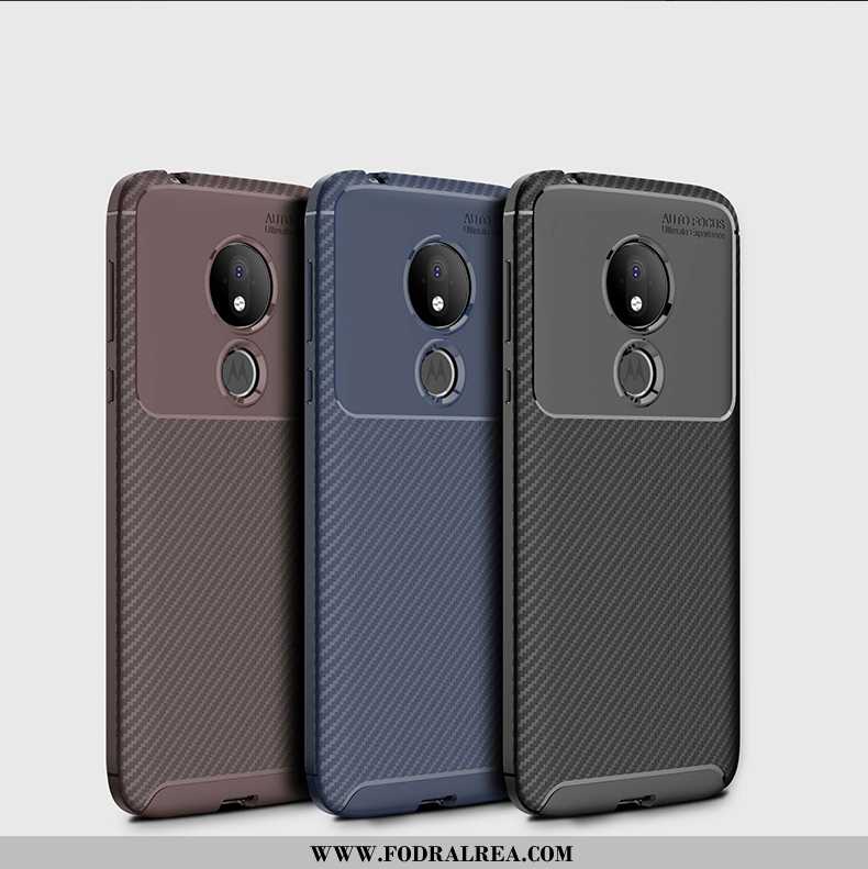 Skal Moto G7 Power Skydd Svart Kostfiber, Fodral Moto G7 Power Tunn Pratkvarn Svarta