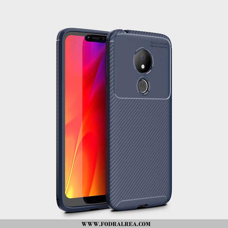 Skal Moto G7 Power Skydd Svart Kostfiber, Fodral Moto G7 Power Tunn Pratkvarn Svarta