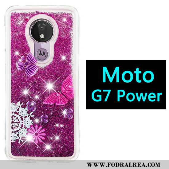 Skal Moto G7 Power Tecknat Mobil Telefon Purpur, Fodral Moto G7 Power Fallskydd Kvicksand Lila