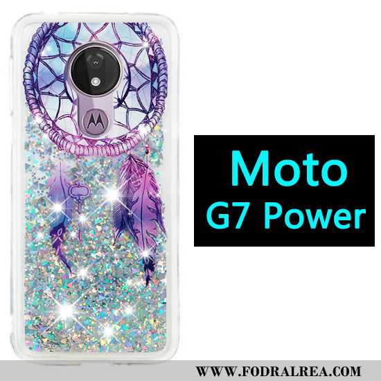 Skal Moto G7 Power Tecknat Mobil Telefon Purpur, Fodral Moto G7 Power Fallskydd Kvicksand Lila