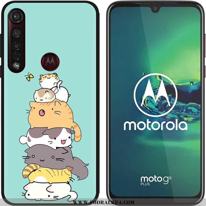 Skal Moto G8 Plus Mjuk Blå Svart, Fodral Moto G8 Plus Nubuck Pu