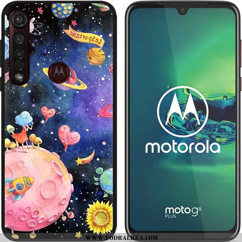 Skal Moto G8 Plus Mjuk Blå Svart, Fodral Moto G8 Plus Nubuck Pu