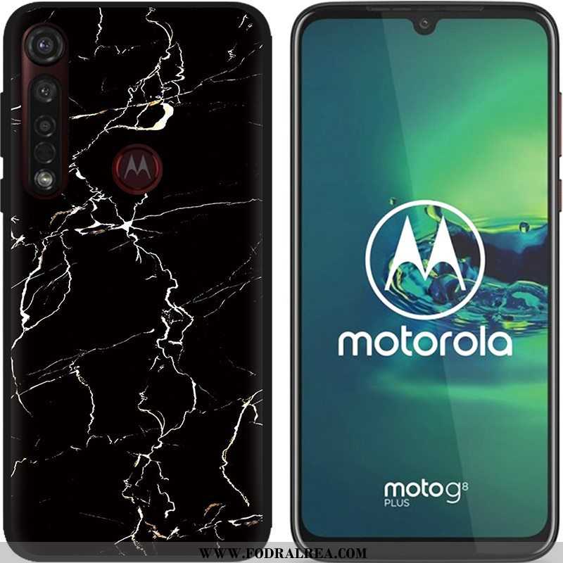 Skal Moto G8 Plus Mjuk Blå Svart, Fodral Moto G8 Plus Nubuck Pu