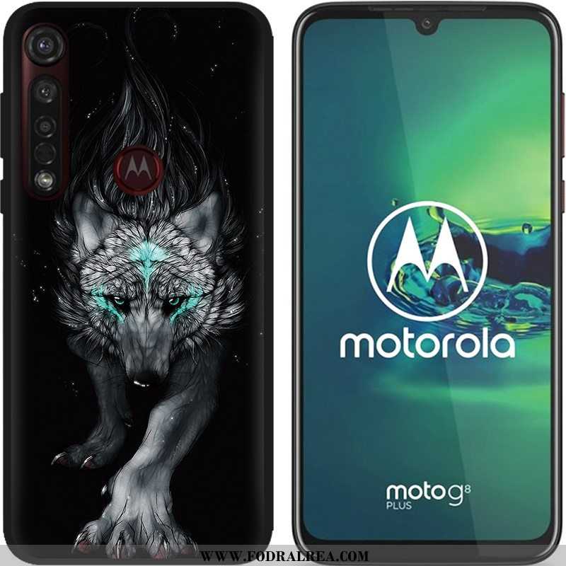 Skal Moto G8 Plus Mjuk Blå Svart, Fodral Moto G8 Plus Nubuck Pu