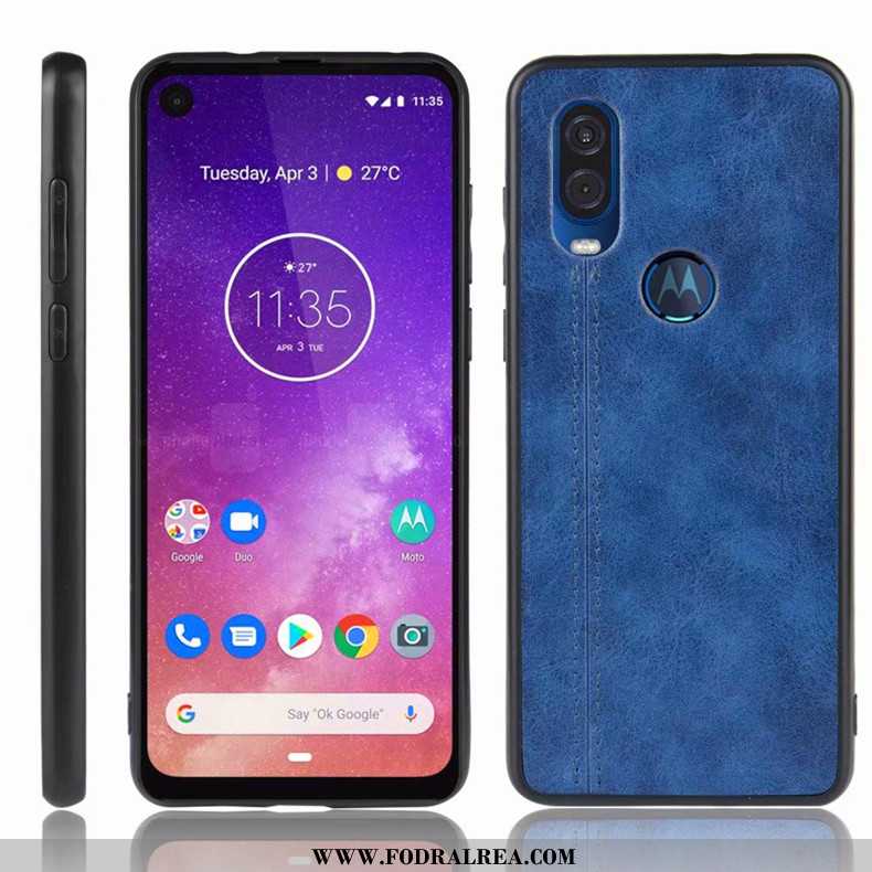 Skal Motorola One Vision Skydd Mobil Telefon Skal, Fodral Motorola One Vision Fallskydd Mörkblå