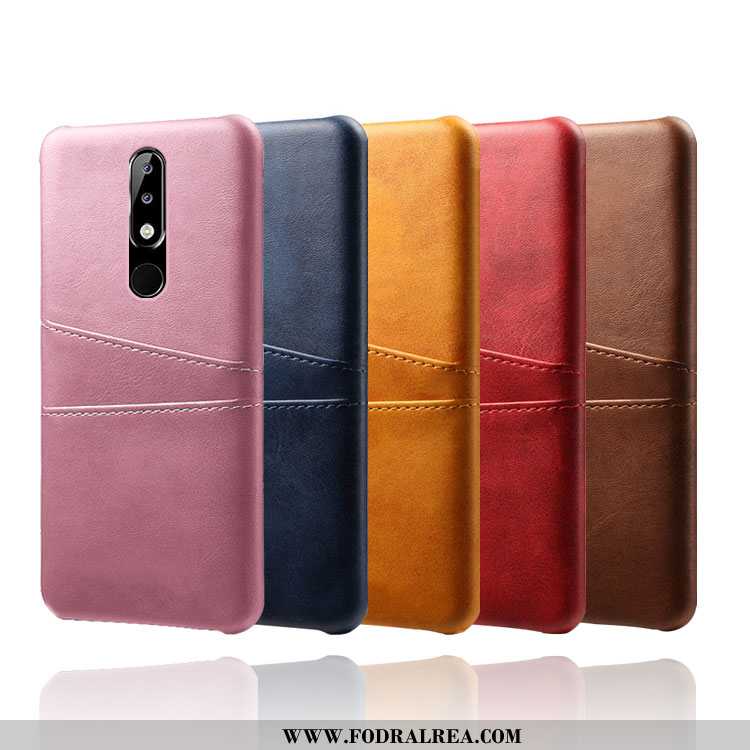 Skal Nokia 5.1 Plus Läder Rosa Fallskydd, Fodral Nokia 5.1 Plus Skydd Mobil Telefon