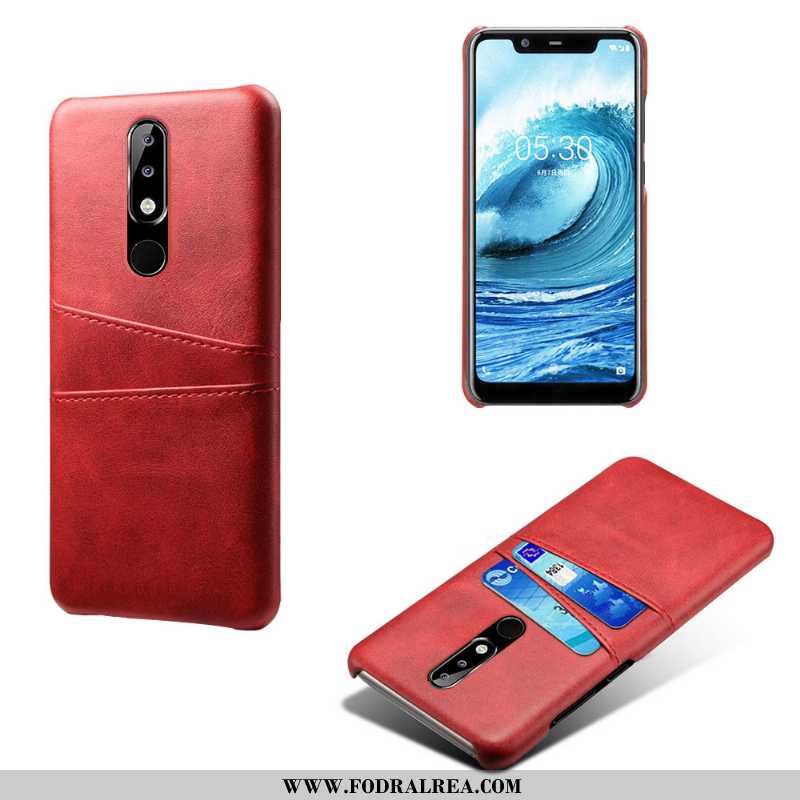 Skal Nokia 5.1 Plus Läder Rosa Fallskydd, Fodral Nokia 5.1 Plus Skydd Mobil Telefon