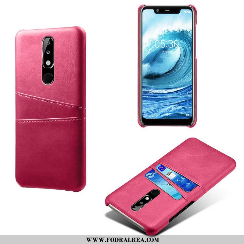 Skal Nokia 5.1 Plus Läder Rosa Fallskydd, Fodral Nokia 5.1 Plus Skydd Mobil Telefon