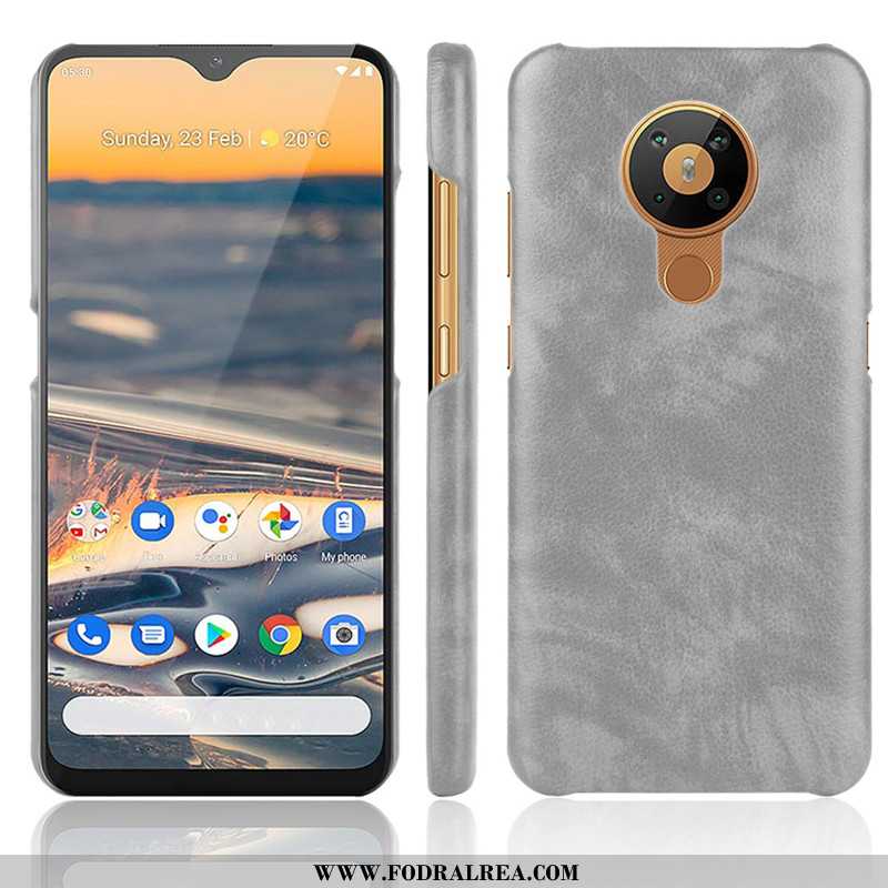 Skal Nokia 5.3 Läder Röd, Fodral Nokia 5.3 Mönster Lätt Röd