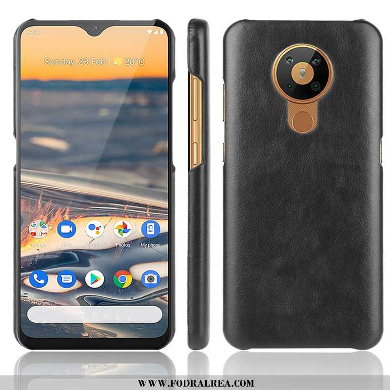 Skal Nokia 5.3 Läder Röd, Fodral Nokia 5.3 Mönster Lätt Röd