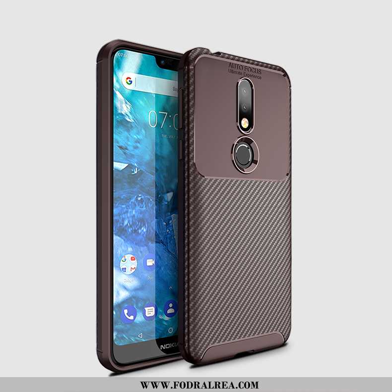 Skal Nokia 7.1 Skydd Mobil Telefon Mjuk, Fodral Nokia 7.1 Nubuck Fallskydd Brun