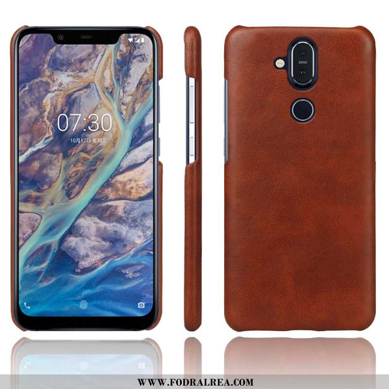 Skal Nokia 8.1 Läder Röd, Fodral Nokia 8.1 Skydd Kvalitet Röd