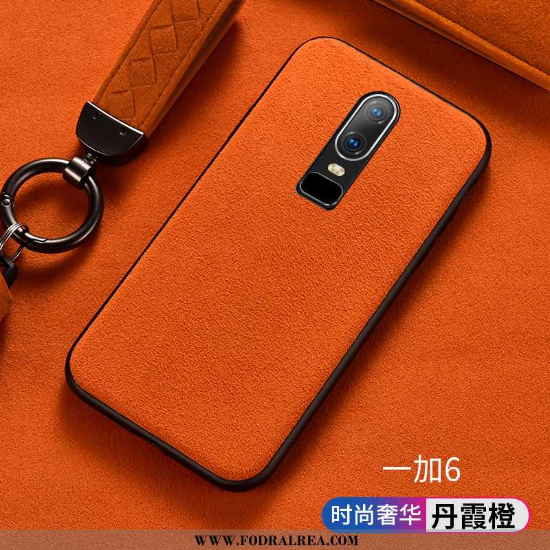 Skal Oneplus 6 Skydd Europa Skal, Fodral Oneplus 6 Personlighet Sämskskinn Orange