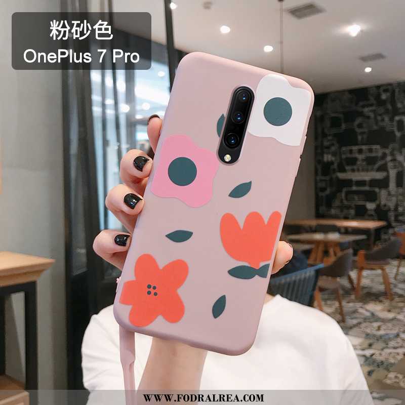 Skal Oneplus 7 Pro Mjuk Wood Fallskydd, Fodral Oneplus 7 Pro Silikon Kyla Rosa