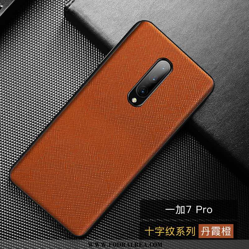 Skal Oneplus 7 Pro Personlighet Trend, Fodral Oneplus 7 Pro Äkta Läder All Inclusive Orange