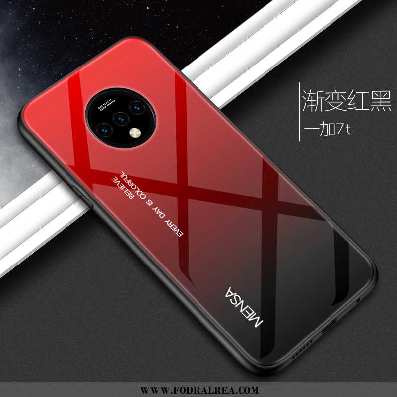 Skal Oneplus 7t Glas Kreativa Net Red, Fodral Oneplus 7t Personlighet Röd