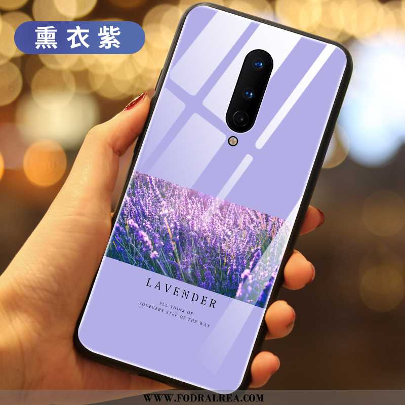 Skal Oneplus 8 Glas Fodral Silikon, Oneplus 8 Kreativa Blommor Lila