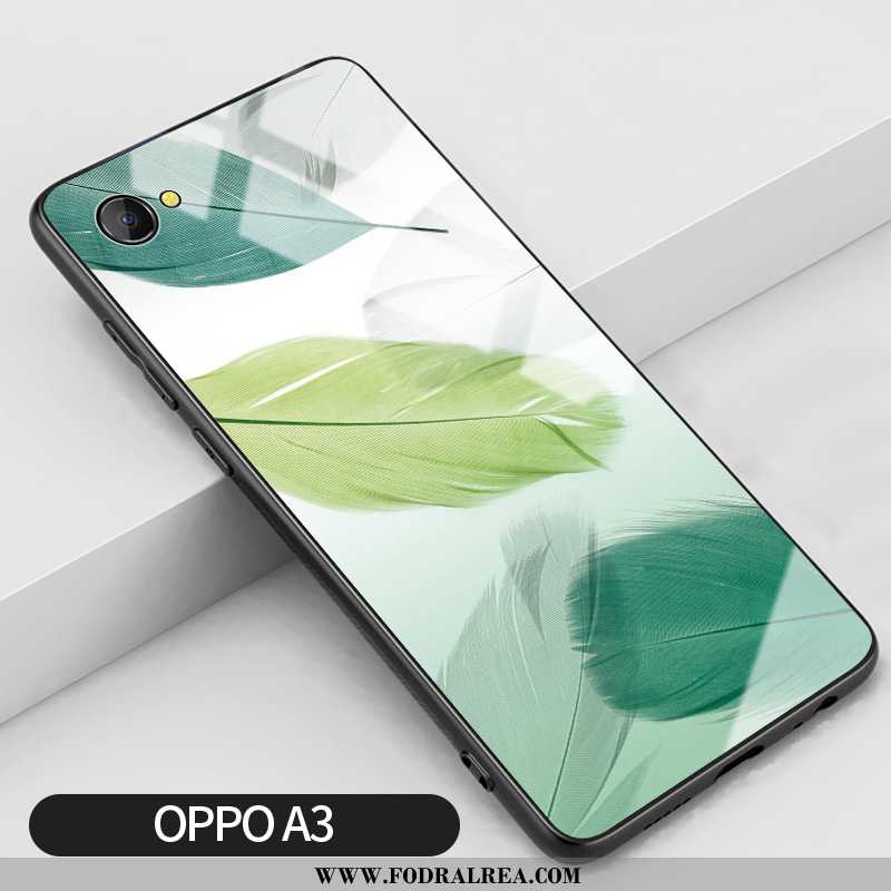 Skal Oppo A3 Glas Hård Net Red, Fodral Oppo A3 Silikon Grön