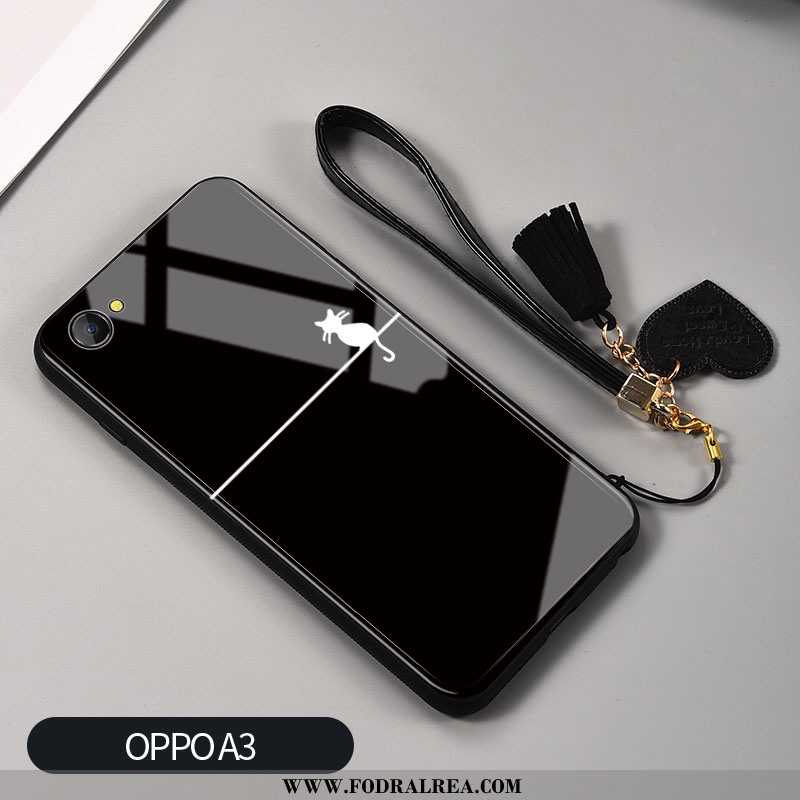 Skal Oppo A3 Glas Mobil Telefon, Fodral Oppo A3 Kreativa Silikon Svarta