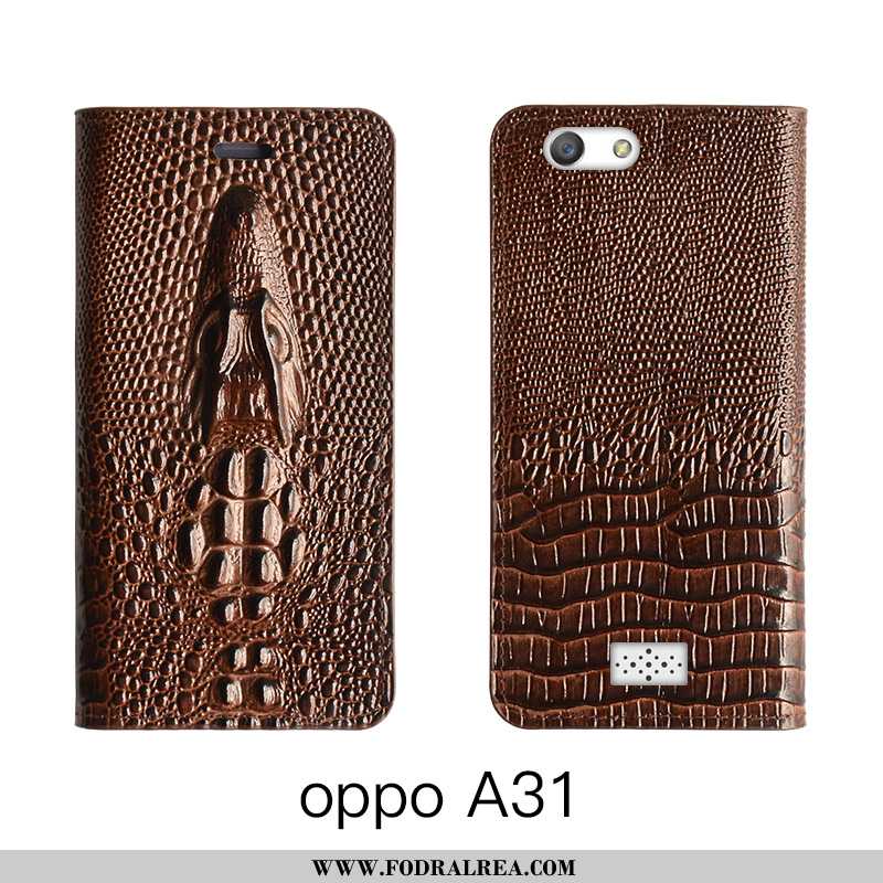 Skal Oppo A31 Skydd Täcka Röd, Fodral Oppo A31 Läderfodral Äkta Läder Rosa