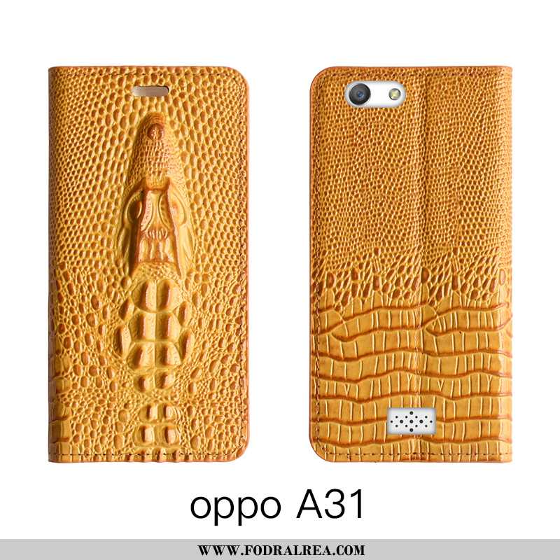 Skal Oppo A31 Skydd Täcka Röd, Fodral Oppo A31 Läderfodral Äkta Läder Rosa