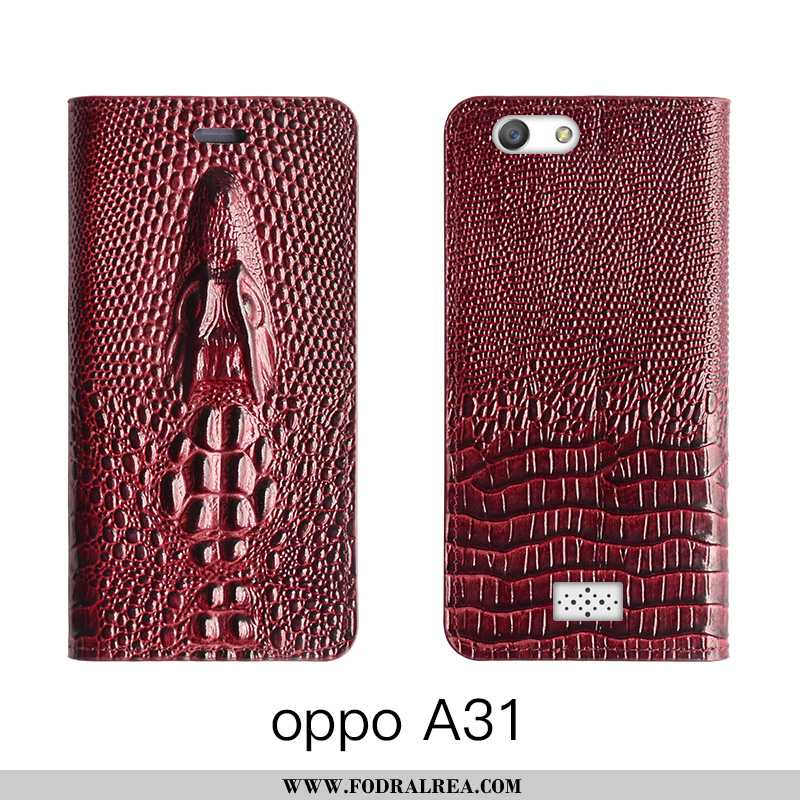 Skal Oppo A31 Skydd Täcka Röd, Fodral Oppo A31 Läderfodral Äkta Läder Rosa