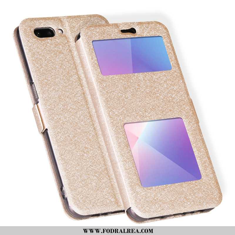 Skal Oppo A5 Läderfodral All Inclusive Skal, Fodral Oppo A5 Silikon Fallskydd Guld