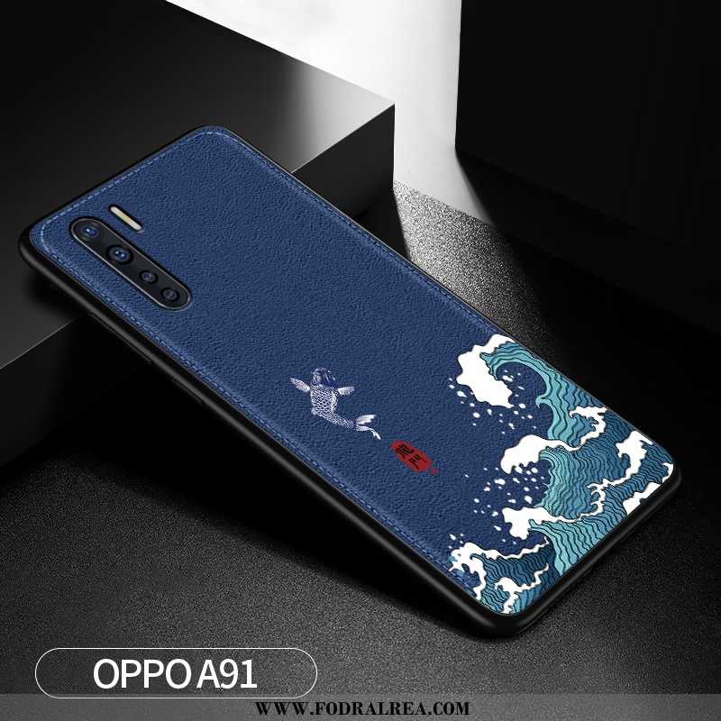 Skal Oppo A91 Skydd Lättnad Kreativa, Fodral Oppo A91 Personlighet Mobil Telefon Mörkblå