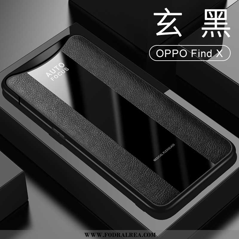 Skal Oppo Find X Läderfodral Bil Skal, Fodral Oppo Find X Skydd Svart Svarta