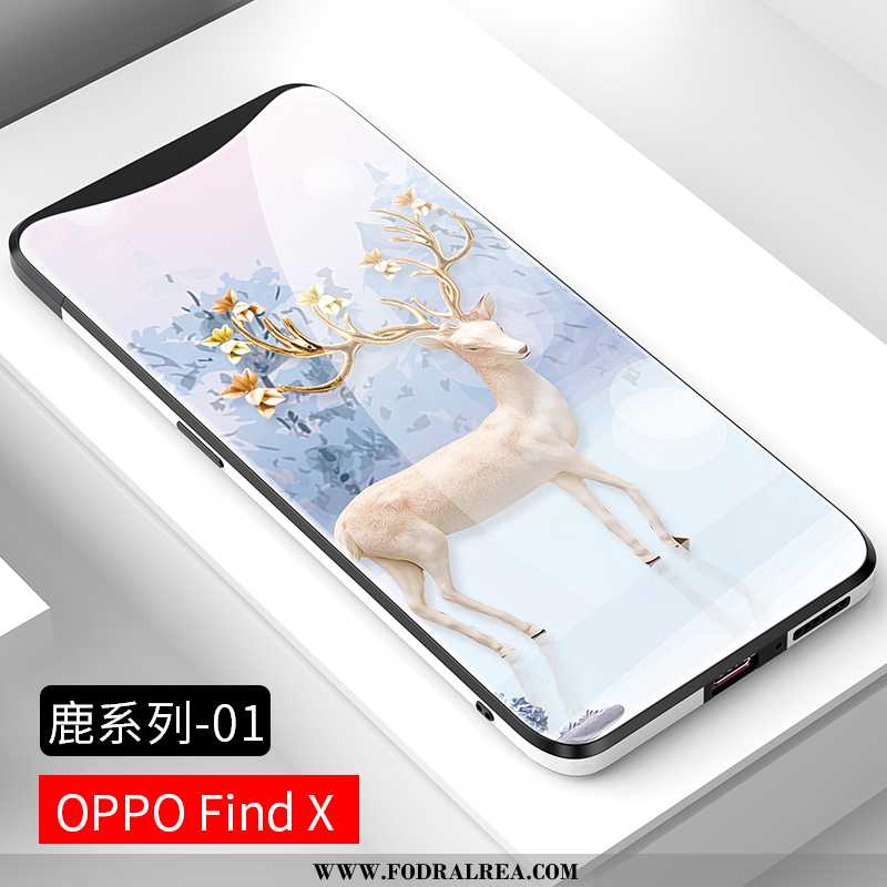 Skal Oppo Find X Mode Glas Kreativa, Fodral Oppo Find X Personlighet Mobil Telefon Blå