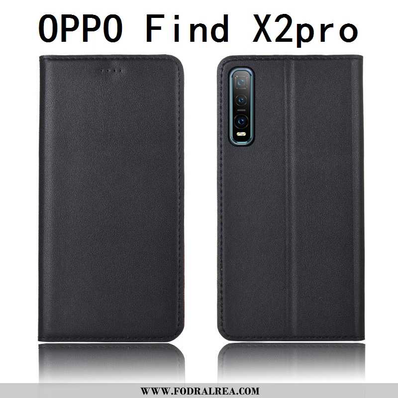 Skal Oppo Find X2 Pro Äkta Läder Mobil Telefon Skydd, Fodral Oppo Find X2 Pro Mjuk Clamshell Gul