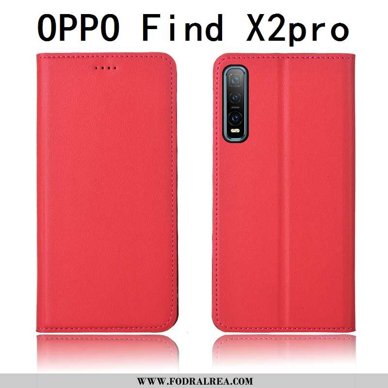 Skal Oppo Find X2 Pro Äkta Läder Mobil Telefon Skydd, Fodral Oppo Find X2 Pro Mjuk Clamshell Gul