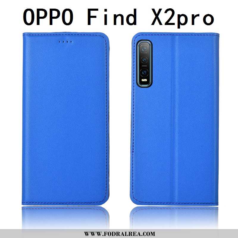 Skal Oppo Find X2 Pro Äkta Läder Mobil Telefon Skydd, Fodral Oppo Find X2 Pro Mjuk Clamshell Gul