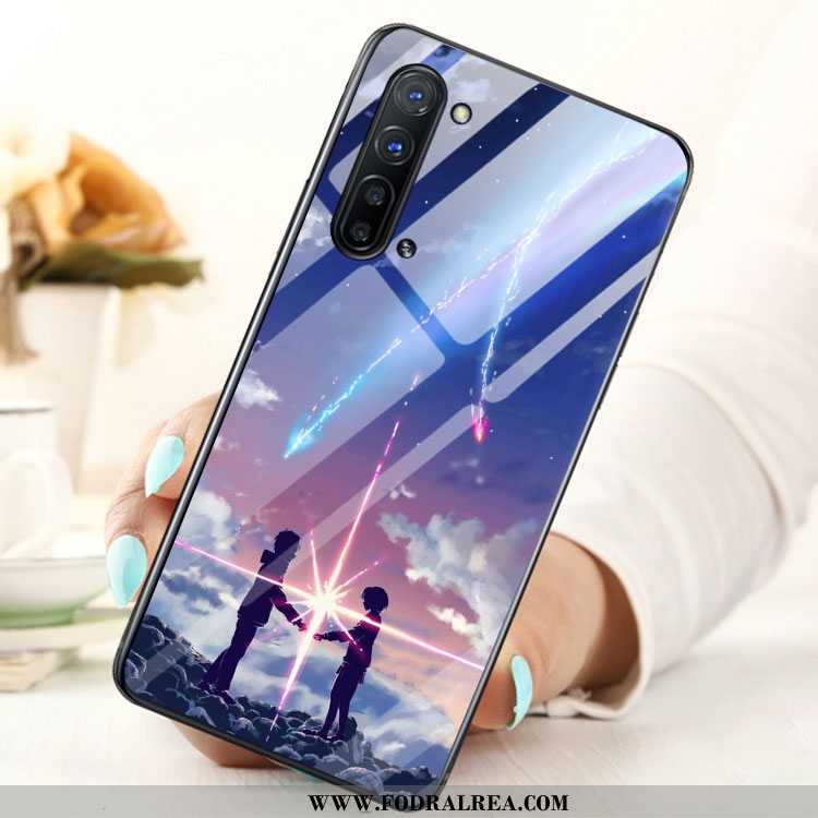 Skal Oppo Reno 3 Glas Mobil Telefon, Fodral Oppo Reno 3 Blå