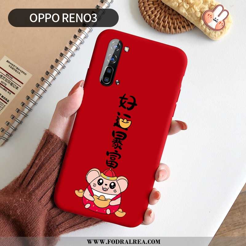 Skal Oppo Reno 3 Kreativa Mobil Telefon Par, Fodral Oppo Reno 3 Tecknat Silikon Röd