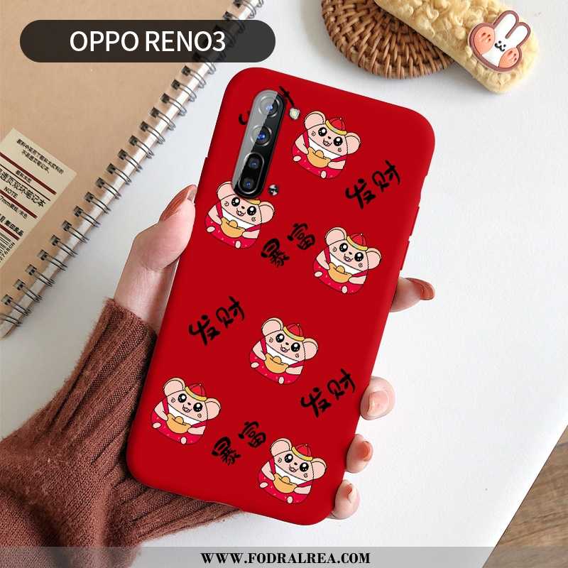 Skal Oppo Reno 3 Kreativa Mobil Telefon Par, Fodral Oppo Reno 3 Tecknat Silikon Röd