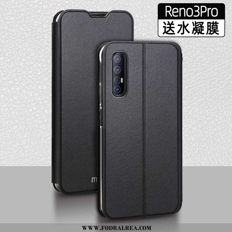 Skal Oppo Reno 3 Pro Skydd Clamshell Svart, Fodral Oppo Reno 3 Pro Läderfodral Ny Svarta