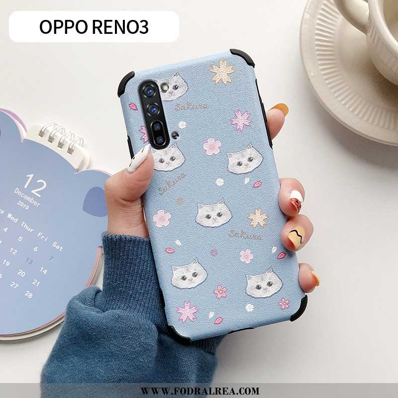 Skal Oppo Reno 3 Silikon Fallskydd Silke, Fodral Oppo Reno 3 Tecknat Blå