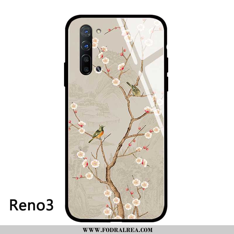 Skal Oppo Reno 3 Skydd Mobil Telefon Personlighet, Fodral Oppo Reno 3 Glas Silikon Beige