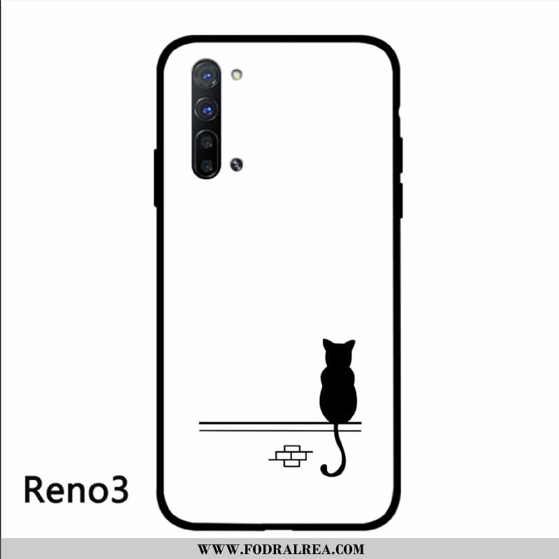 Skal Oppo Reno 3 Vacker Vit Glas, Fodral Oppo Reno 3 Skydd Enkel Vita