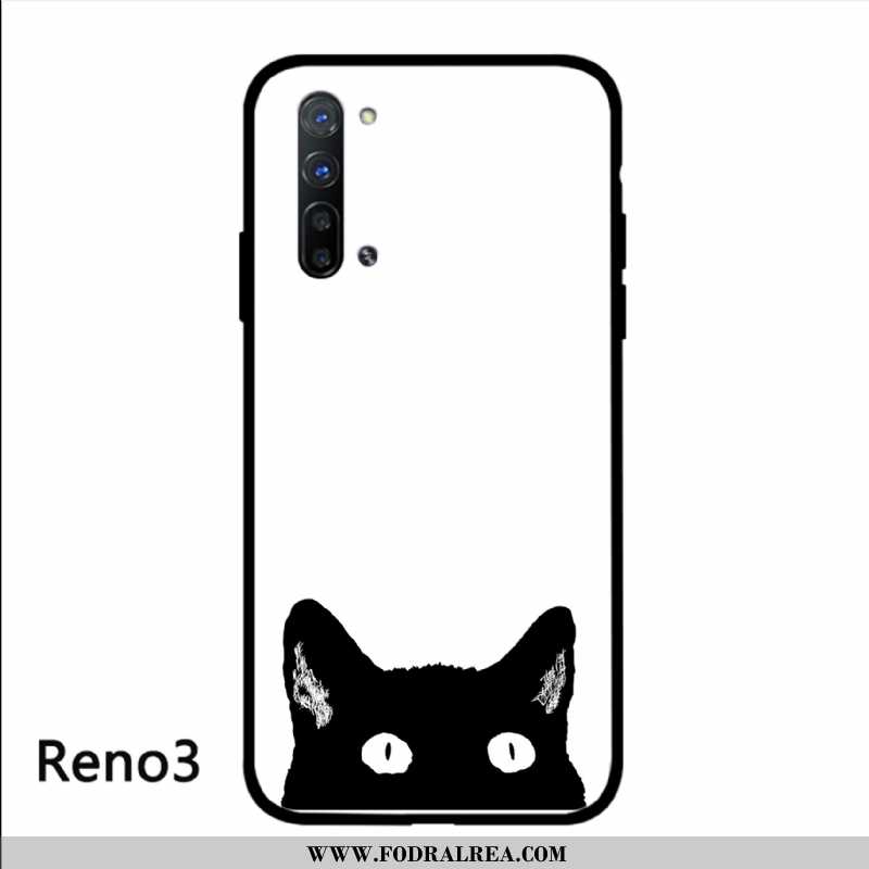 Skal Oppo Reno 3 Vacker Vit Glas, Fodral Oppo Reno 3 Skydd Enkel Vita