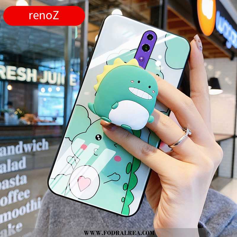 Skal Oppo Reno Z Tecknat Spegel Glas, Fodral Oppo Reno Z Vacker Skydd Grön