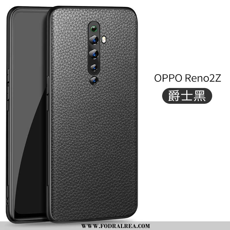 Skal Oppo Reno2 Z Mönster Mobil Telefon Litchi, Fodral Oppo Reno2 Z Skydd Svart Svarta