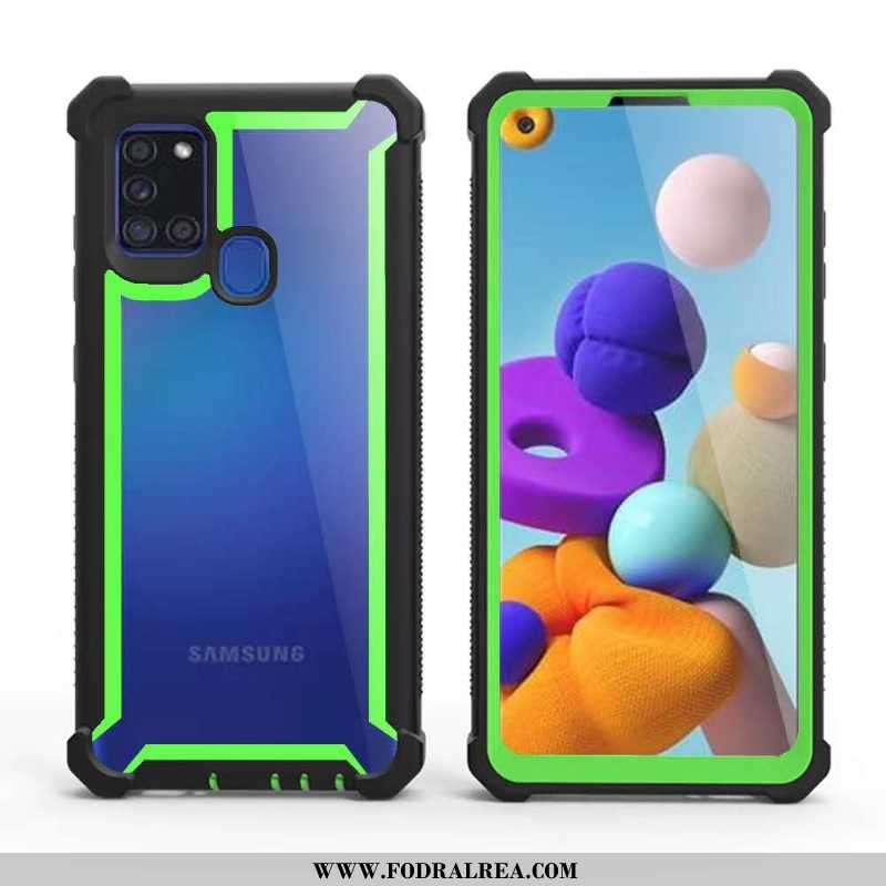 Skal Samsung Galaxy A21s Skydd Mobil Telefon Europa, Fodral Samsung Galaxy A21s Pratkvarn Grön