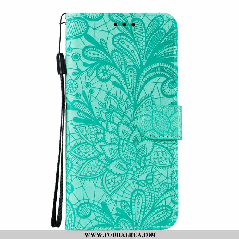 Skal Samsung Galaxy A21s Spets Blommor, Fodral Samsung Galaxy A21s Läderfodral Stjärna Grön