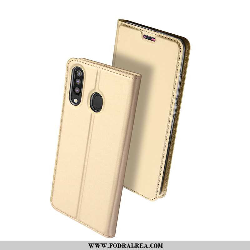 Skal Samsung Galaxy A40s Tunn Guld Stjärna, Fodral Samsung Galaxy A40s Skydd Läderfodral