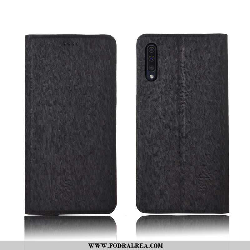 Skal Samsung Galaxy A50 Skydd Nubuck Mjuk, Fodral Samsung Galaxy A50 Läderfodral Mobil Telefon Svart