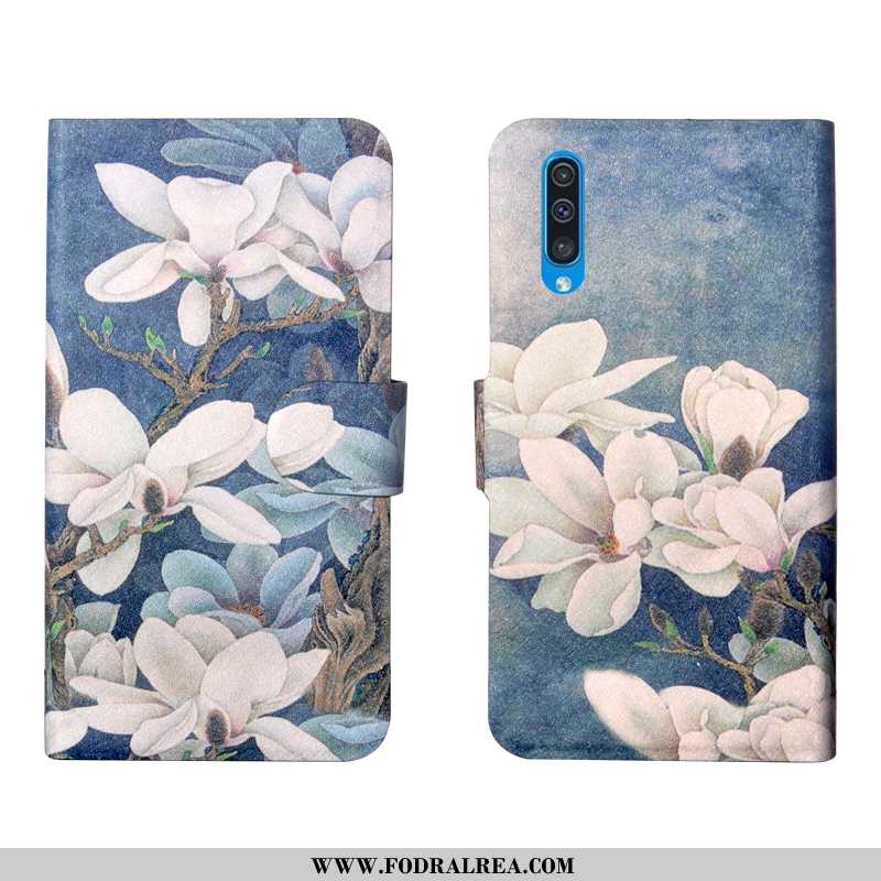 Skal Samsung Galaxy A50s Silikon Grön Blommor, Fodral Samsung Galaxy A50s Skydd