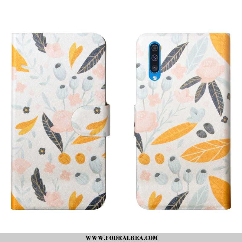 Skal Samsung Galaxy A50s Silikon Grön Blommor, Fodral Samsung Galaxy A50s Skydd